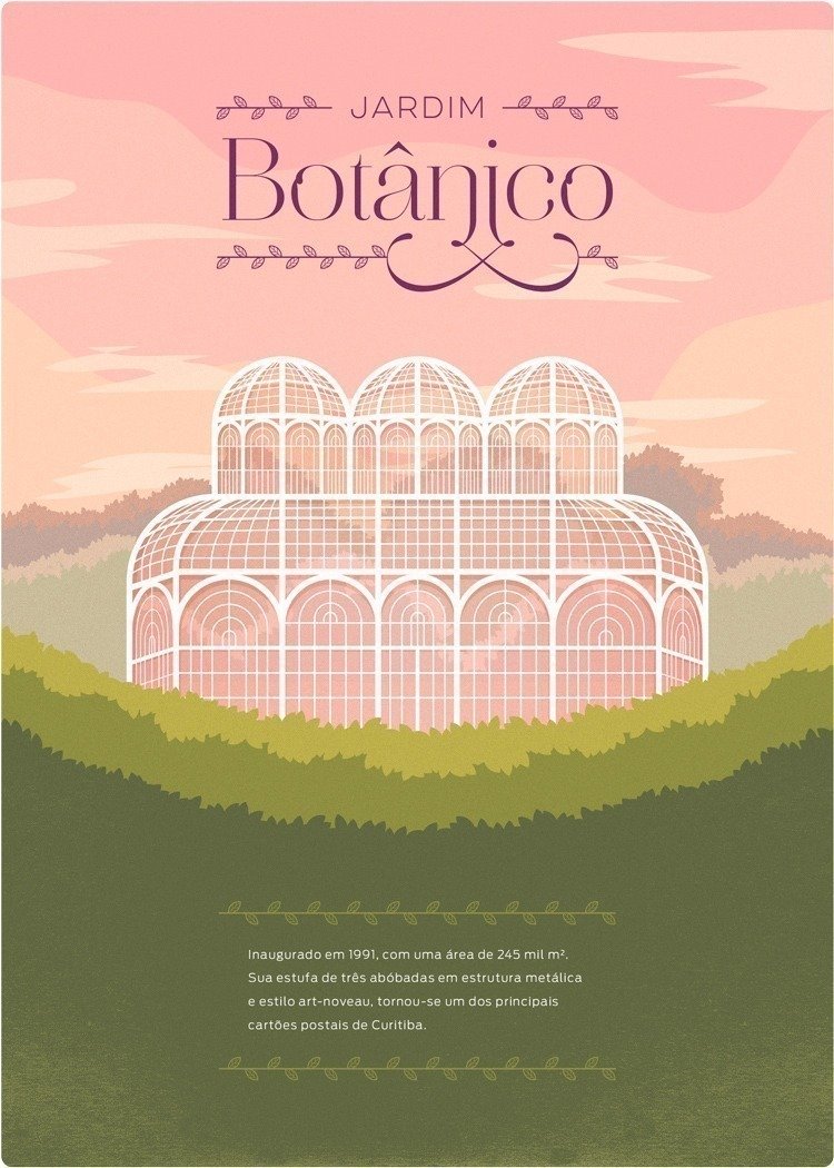 Pontos turísticos de Curitiba em pôsteres ilustrados • Designerd