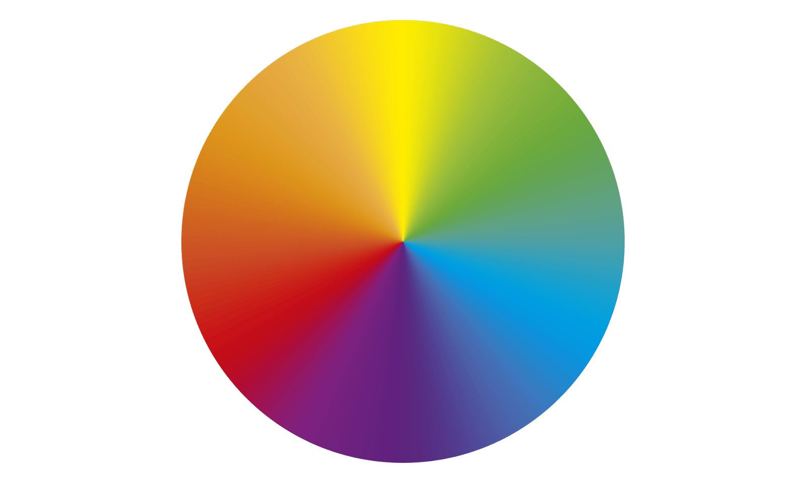Disco de cores em degradê, onde as cores estão mescladas com transição suave entre elas