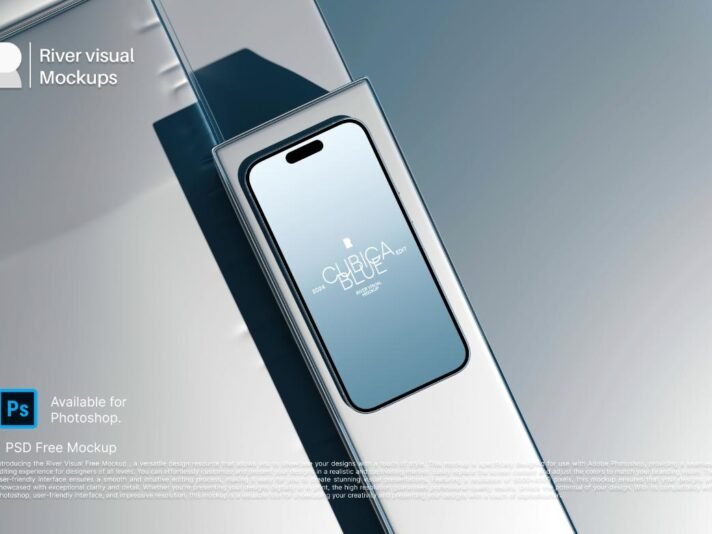 Mockup do iPhone 15 Pro Azul Cubica