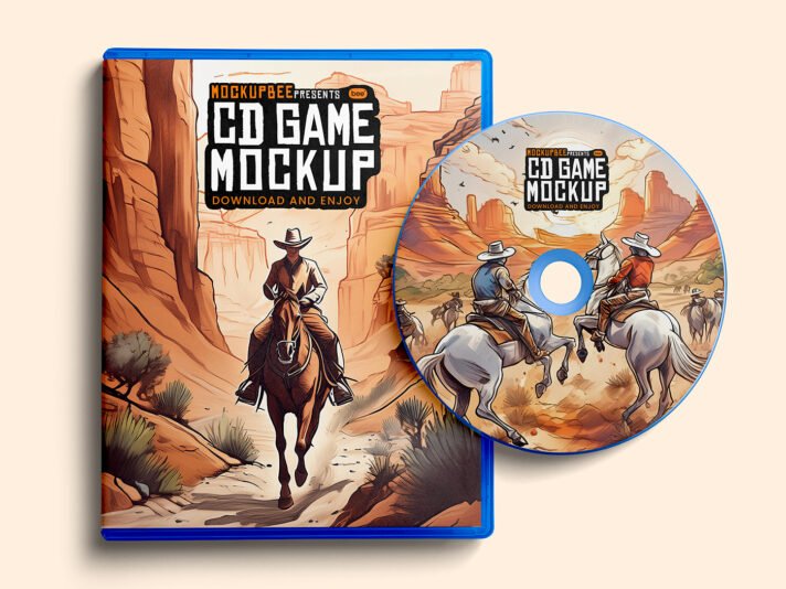 Mockup de Caixa com CD de Jogo Gratuito