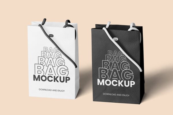 Mockup Gratuito de Bolsa Dupla de Couro Ecológico