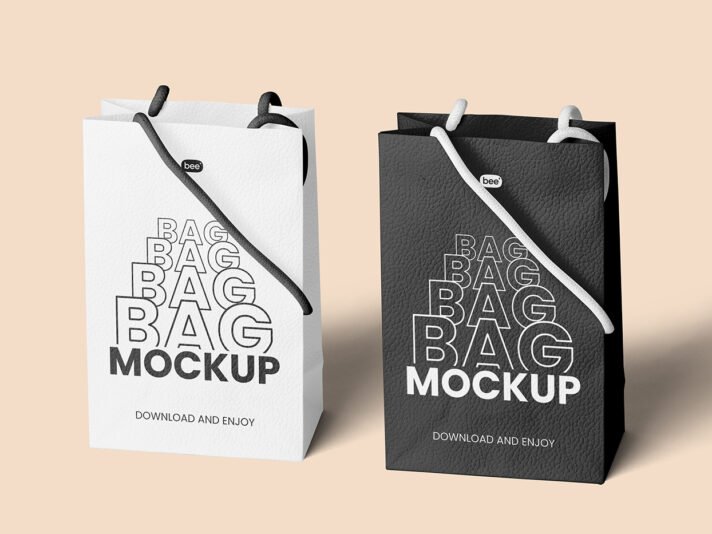 Mockup Gratuito de Bolsa Dupla de Couro Ecológico