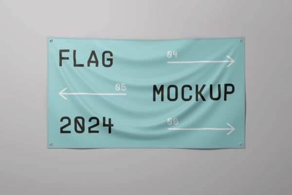 Mockup Gratuito de Bandeira Horizontal Grande