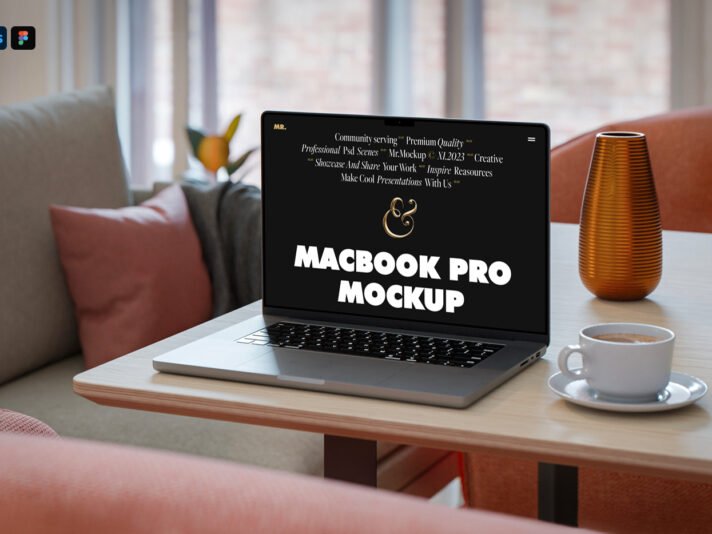 Mockup de MacBook Pro Gratuito sobre a Mesa