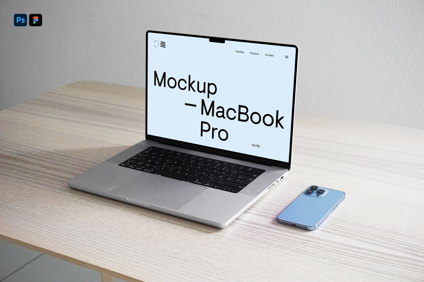 Mockup de iPhone com MacBook Pro grátis