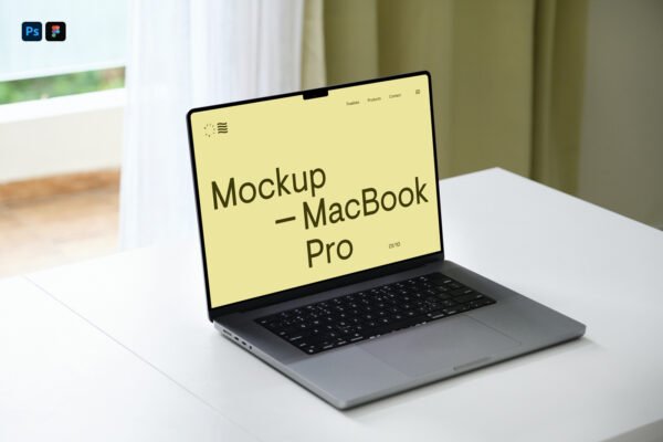 Cenário de Mockup Grátis para MacBook Pro Moderno