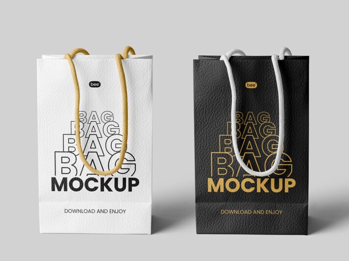 Mockups de Bolsa de Presente em Couro Grátis - Vista Frontal