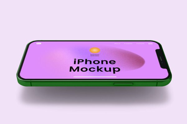 Mockup Gratuito de iPhone Levitando Horizontalmente