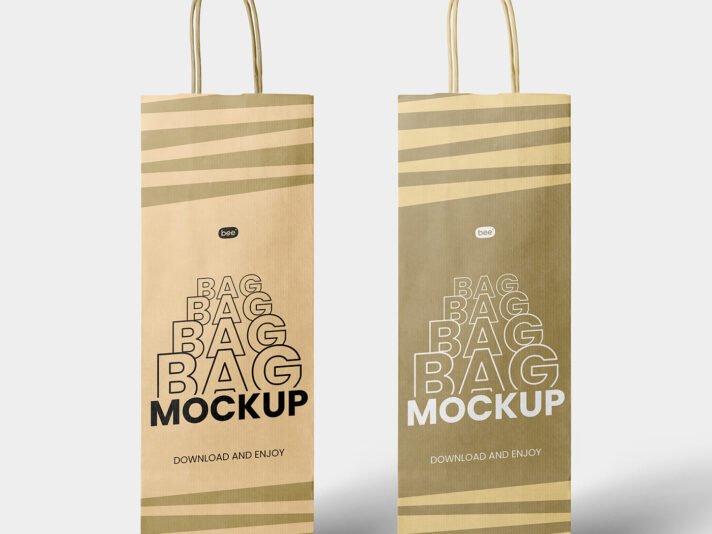 Mockups de Sacolas de Presente Oblong Gratuitas