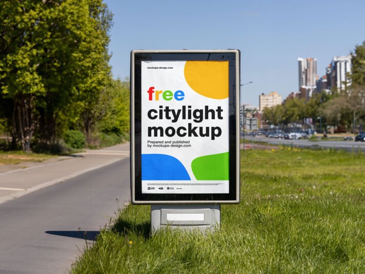 Citylight no mockup da grama