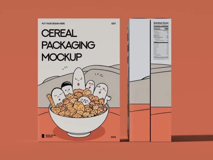 Mockup grátis de embalagem de caixa de cereal