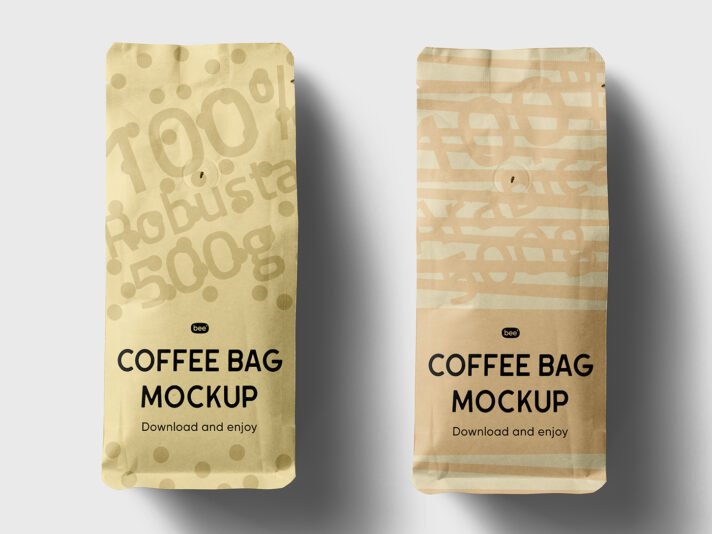 Mockups de Sacos de Café com Design Livre