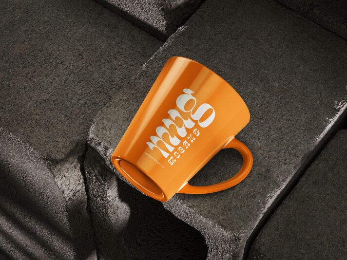 Caneca em maquete de tijolo de concreto