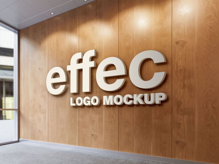 Logotipo no mockup de escritório.